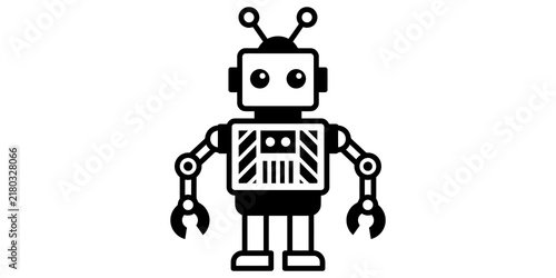 Konstfotografi Classic black robot toy with antennae and arms, representing artificial intelligence and futuristic technology