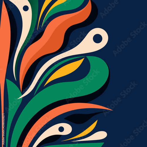 Abstract Tropical Foliage Illustration on Dark Background vector illustration of an abstract background