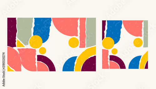 Retro Colorful Geometric Abstract Seamless Pattern happy birthday card with flowers