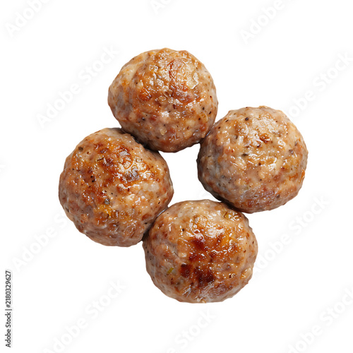 Three meatballs arranged neatly