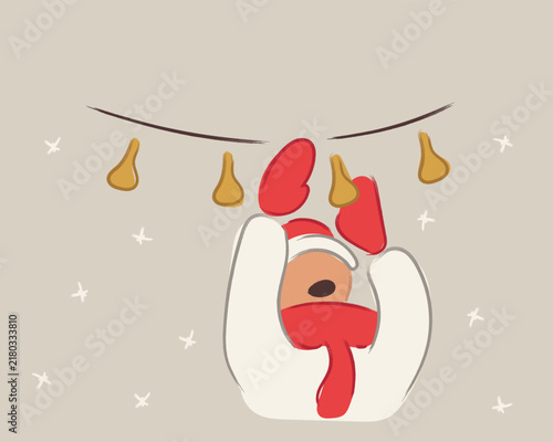 person hanging christmas string lights in winter