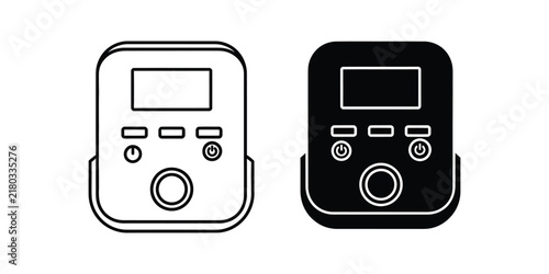 Small electronic device outline and silhouette on white background for technology concept