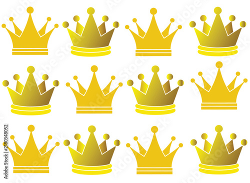 Gold Crown Vector Set Royal Tiara Icons Imperial Pattern Clipart