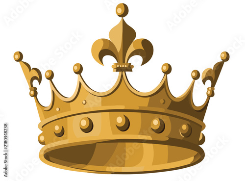 Cuadro en lienzo Golden Crown Vector Illustration Royal Fleur De Lis Imperial Tiara Clipart