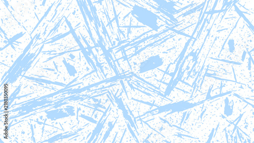 Light blue abstract paint brush strokes on white background with splatter texture representing creative design elements