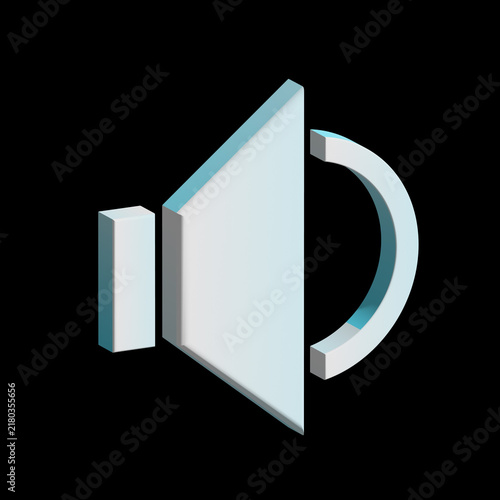 3D audio player control button symbol Black background