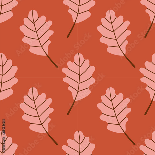 Colorful autumn leaves scattered on colorful background create a vibrant seasonal pattern. Seamless pattern ,hand drawn illustration ,cozy autumn pattern for social media ,wrapping paper and fabric .