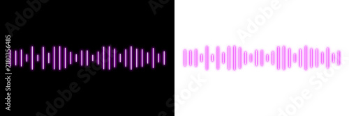Foto Pink audio waveform equalizers with neon glow effect on black and transparent ba