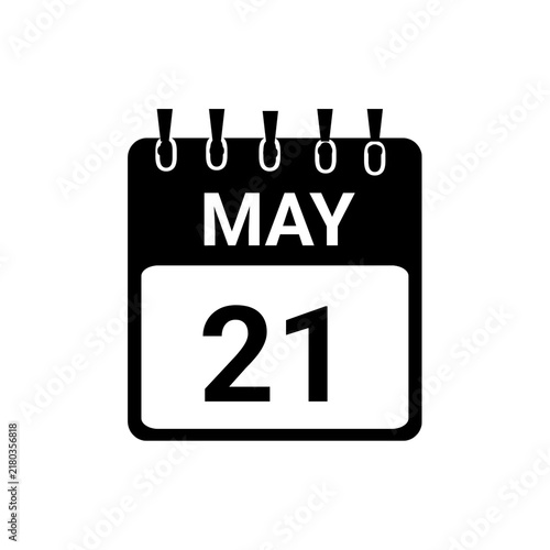 May 21 Calendar date Vector icon Illustration. Day calendar with date may 21. Checklist day calendar.