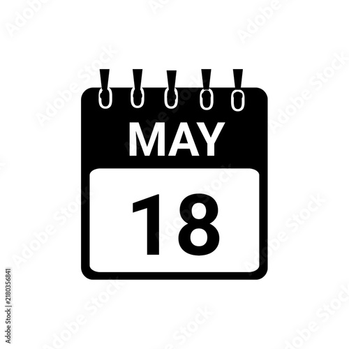 May 18 Calendar date Vector icon Illustration. Day calendar with date may 18. Checklist day calendar.
