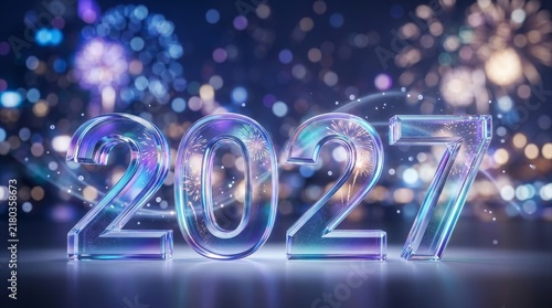 Vibrant fireworks lighting up night sky in celebration new year 2027 creating stunning colorful backdrop
