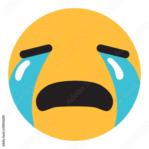 Canvastavla Heavy Crying Emoji Face with Streams of Tears and Open Mouth Sadness Vector Illu