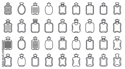 Fotografie Medical hot water bottle and heating pad icons.