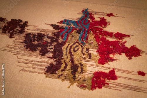 Abstract Embroidered Textile Fragment
