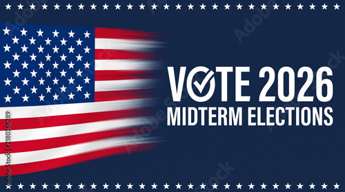 Vote midterm election usa campaign american flag political voting. us united america vote ballot 2026. government politic democracy candidate, patriotic banner