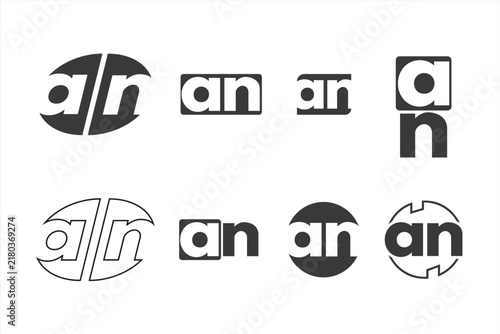 AN an word logo, Logo design, letters AN, representing arts creative designs, visually impactful, creative, modern, with letters AN, bold typography, futuristic and sleek design, minimalist digital ma