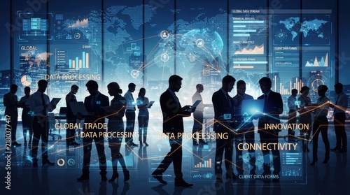 Global Data Processing and Business Technology Team in Modern Office