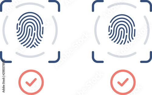 Obraz na płótnie Fingerprint Recognition and Biometric Authentication Icons
