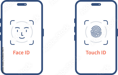 Obraz na płótnie Smartphone Biometric Authentication with Face and Fingerprint Recognition