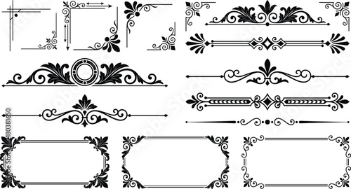 Elegant vintage decorative borders and frames with floral ornate designs