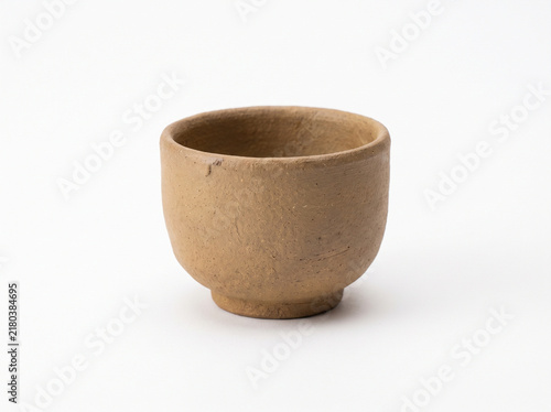 Plain Ceramic Sake Cup Guinomi Isolated on White Background