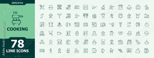 Cooking icon set. Minimal icons pack. Bake icon set. Contain linear symbols food, restaurant, utensil, recipe, cook, bake and more.