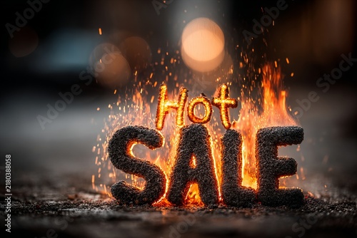 Join us for an exhilarating hot sale, where vibrant, fiery letters light up the night streets, creating an electrifying atmosphere for a thrilling shopping experience you wont want to miss