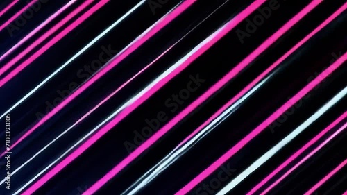 Abstract colorful neon light lines moving diagonally on a dark background