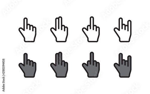 Collection of diverse hand cursor icons for digital interfaces and web design