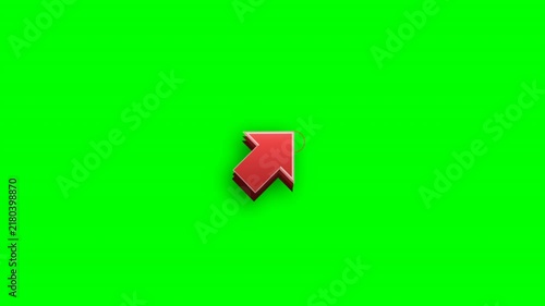 Red 3D stylized pointer arrow right vertical pop green screen