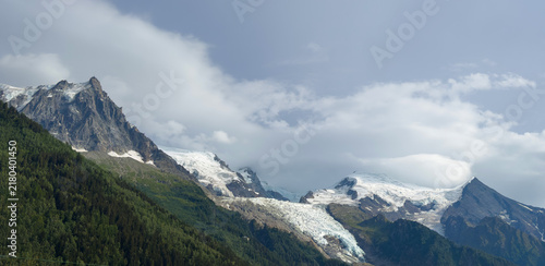 Canvastavla Panoramic view of snow-capped mountain peaks Stock Photo