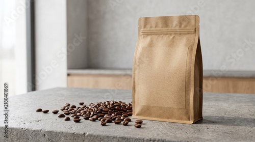 Blank Coffee Bean Pouch with Roasted Coffee Beans