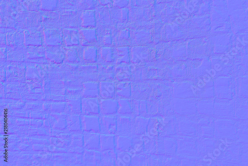 Принти на полотні 3D normal map texture of a rustic tile plaster wall for CGI materials, game design, and rendering