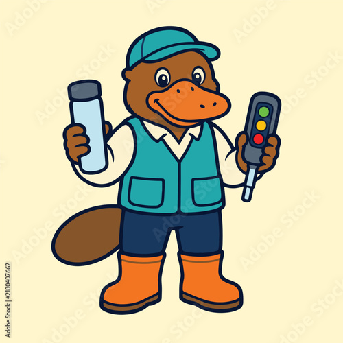 Platypus Technician Testing Water Quality with Sample Tube