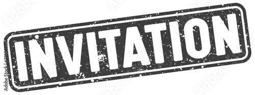 invitation stamp. invitation black rectangular grunge stamp on transparent background