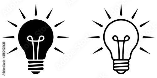 Obraz w ramie Glowing light bulb icon set representing creative ideas and energy.