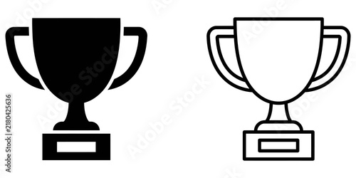 Cuadro en lienzo Trophy cup icon set in black and outline styles for award ceremonies