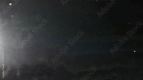 Abstract sound wave signals and frequency lines on black screen background