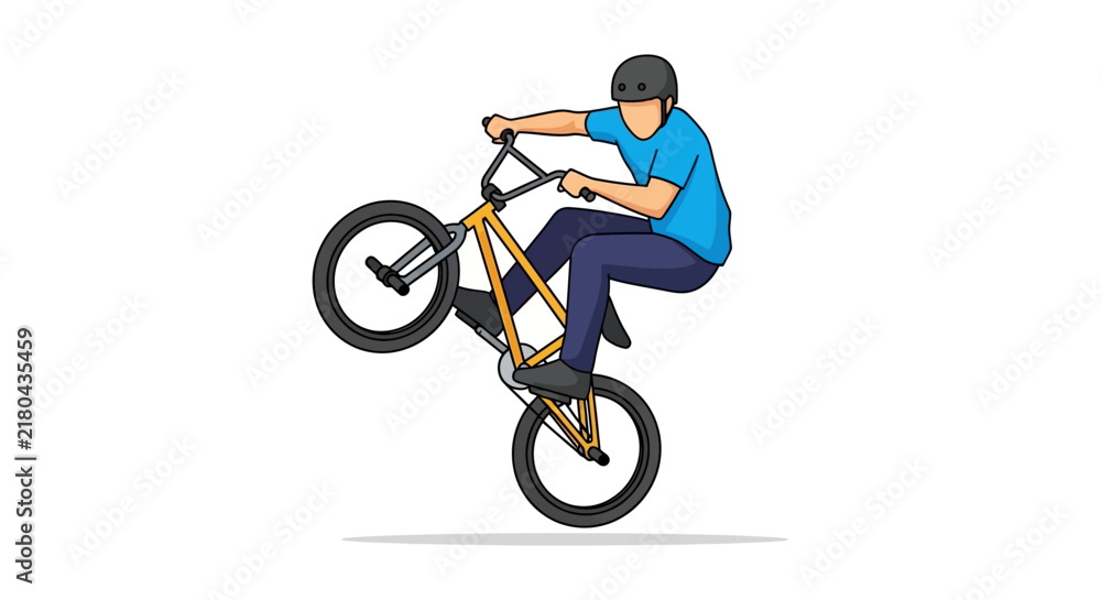 Obraz premium Bicyclist performing a wheelie on a bmx bike vector illustration