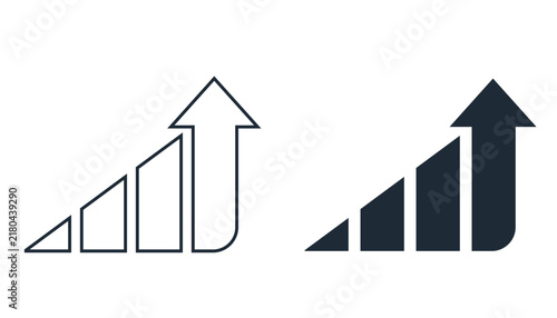 Vector icon set  in an arrow up.Business growth, financial profit,  traffic increase, progress, scalability, performance boost, easy revenue tracking,convenient goal achievement, and efficient scaling