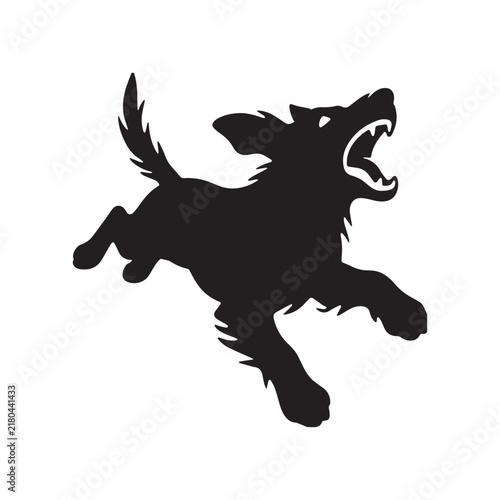 Angry Barking Dog Silhouette Vector Icon Illustration Isolated On White Background.
