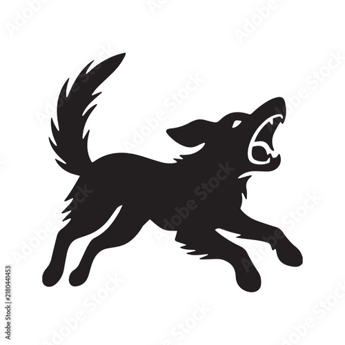 Angry Barking Dog Silhouette Vector Icon Illustration Isolated On White Background.