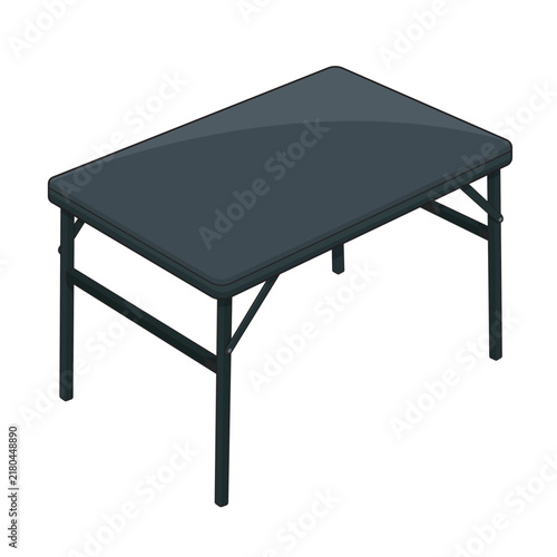 Portable folding camping table with a sturdy dark frame and spacious rectangular tabletop, suitable for outdoor dining, picnics, travel and campsite activities.