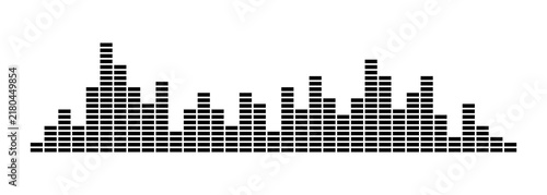 фотографія Black equalizer sound wave made from stacked bars on white