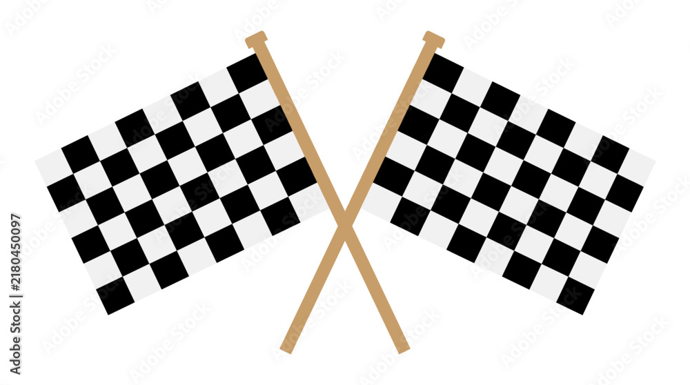 Fototapeta premium Crossed checkered racing flags on poles