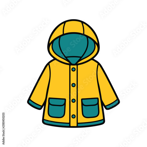 Cute Yellow Pet Raincoat with Hood Cartoon Illustration