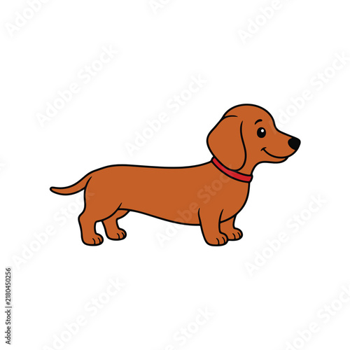 Cute Brown Dachshund Dog Cartoon Vector Illustration