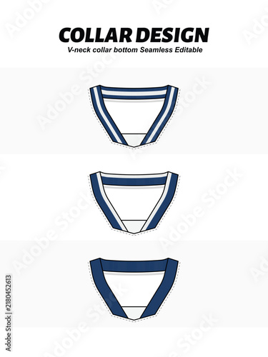Bild auf Leinwand Wide ribbed V-neck collar with bottom insert design template, seamless editable