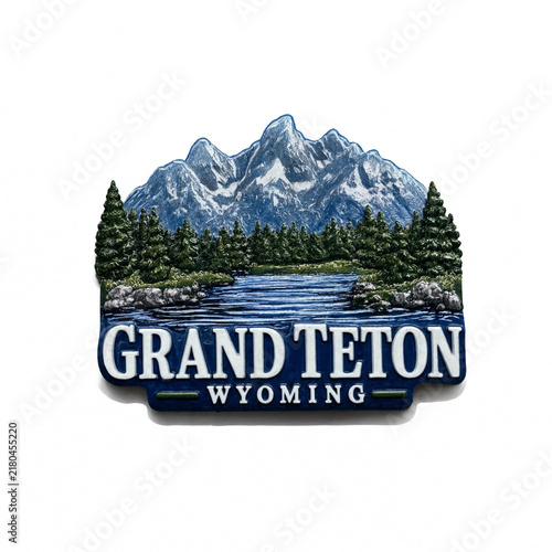 Embroidered souvenir patch featuring grand teton national park in wyoming