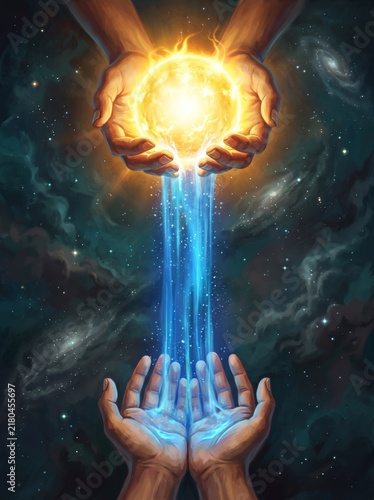 Hands holding solar light symbolizing renewable energy and environmental awareness